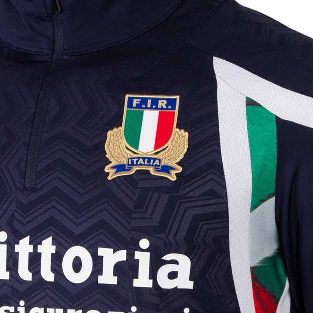 Italy Mens Training Quarter Zip Top 26/27 Navy - Crest Close-up
