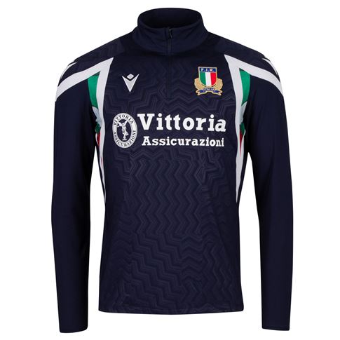 Italy Mens Training Quarter Zip Top 26/27 Navy - Front View