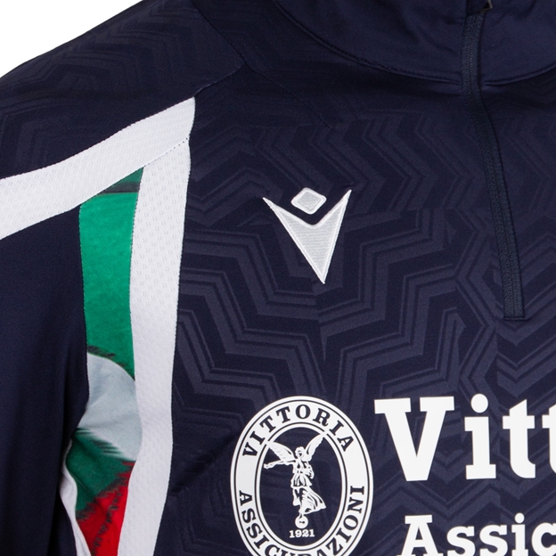 Italy Mens Training Quarter Zip Top 26/27 Navy - Macron Logo