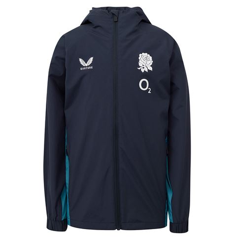 England Kids Performance Shower Jacket 25_26 Inkwell_Storm Blue - Front