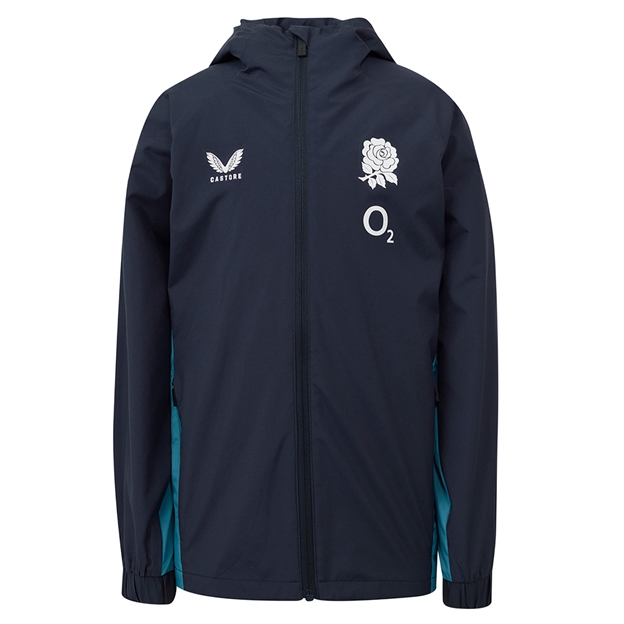 England Kids Performance Shower Jacket 25_26 Inkwell_Storm Blue - Front