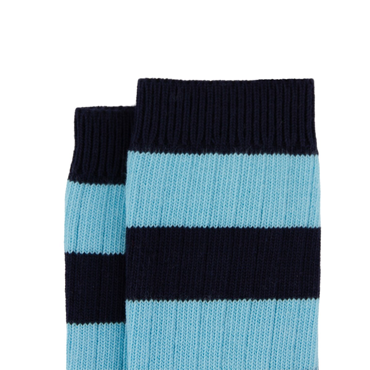 Rugby 1823 Striped Socks Navy/Sky Blue - Front View