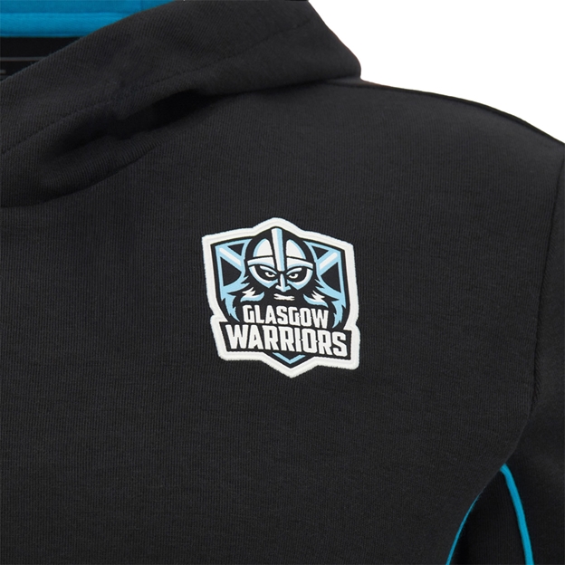 Glasgow Warriors Kids Travel Hoodie 26/27 Black - Warriors Logo Close-up