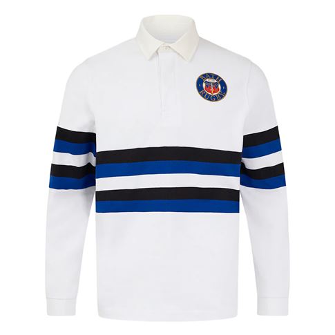 Bath Retro Rugby Shirt L/S White - Front View