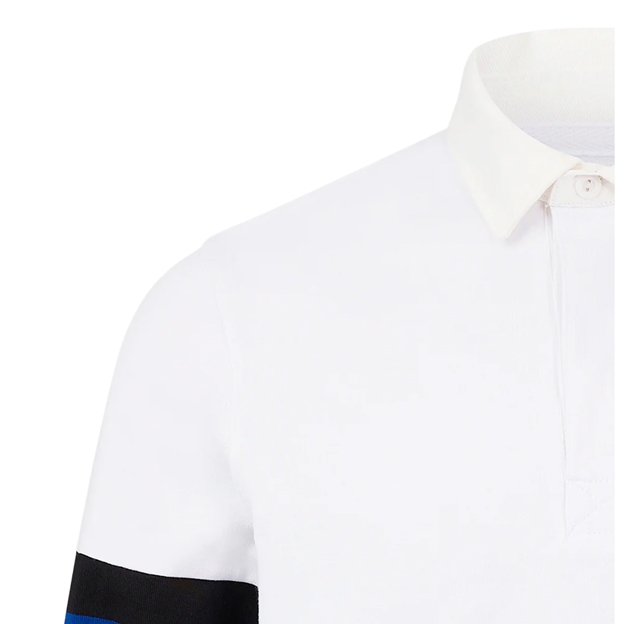 Bath Retro Rugby Shirt L/S White - Shoulder Close-up