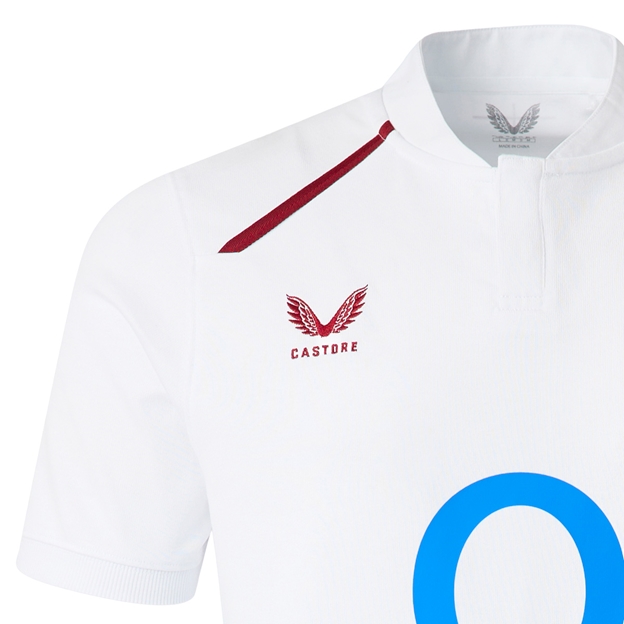 England Mens Home Classic Rugby Shirt 26/27 Brilliant White - Castore Close-up