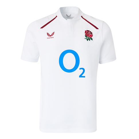 England Mens Home Classic Rugby Shirt 26/27 Brilliant White - Front View
