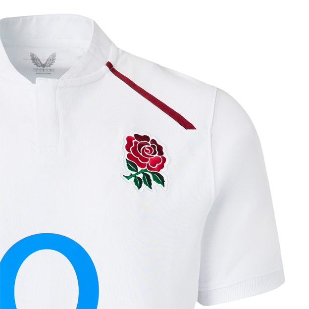 England Mens Home Classic Rugby Shirt 26/27 Brilliant White - RFU Rose Close-up
