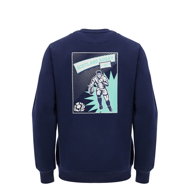 Scotland Kids Leisure Sweatshirt 26/27 Navy and Green - Back View