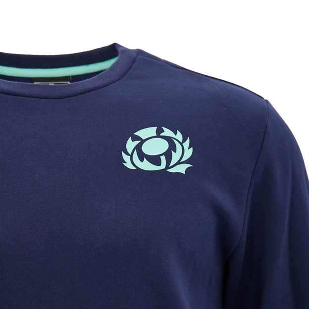 Scotland Kids Leisure Sweatshirt 26/27 Navy and Green - SRU Thistle Close-up