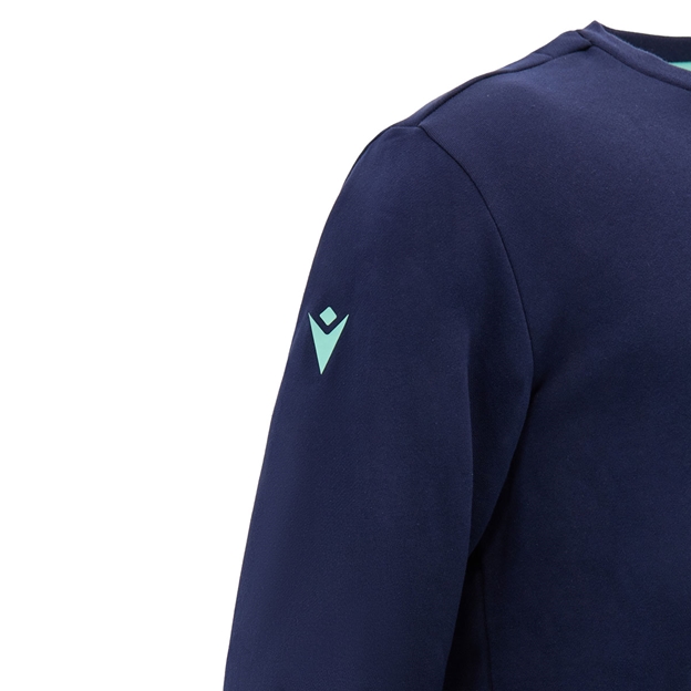 Scotland Kids Leisure Sweatshirt 26/27 Navy and Green - Macron Logo Close-up