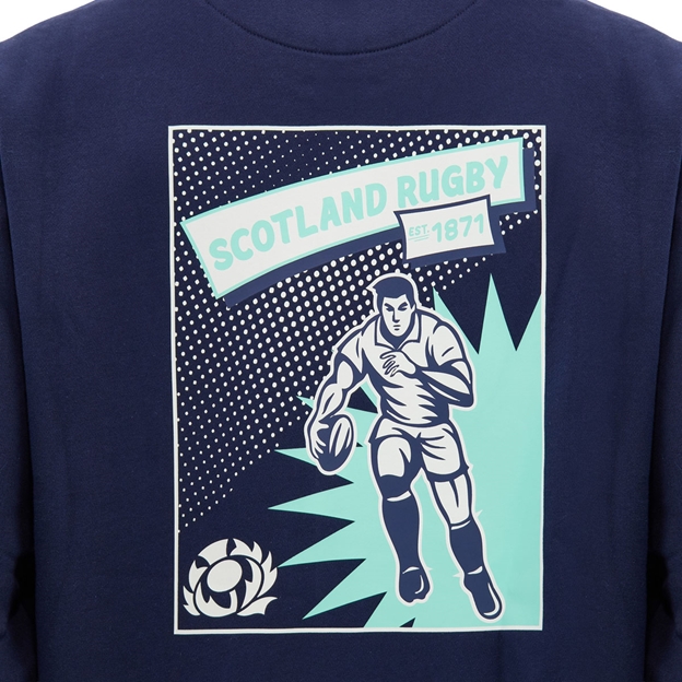 Scotland Kids Leisure Sweatshirt 26/27 Navy and Green - Back Graphic Close-up