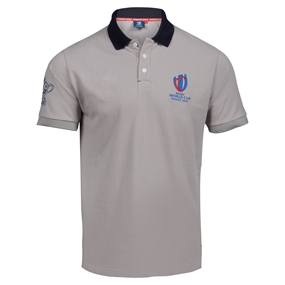 Mens Rugby World Cup 2023 Logo Polo Grey - Front View