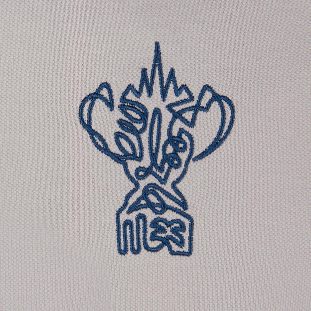 Mens Rugby World Cup 2023 Logo Polo Grey - Cup embroidery Close-up