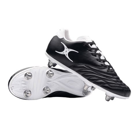 Gilbert Kids Sidestep Icon 6 Stud Soft Ground Rugby Boots Black - Front View