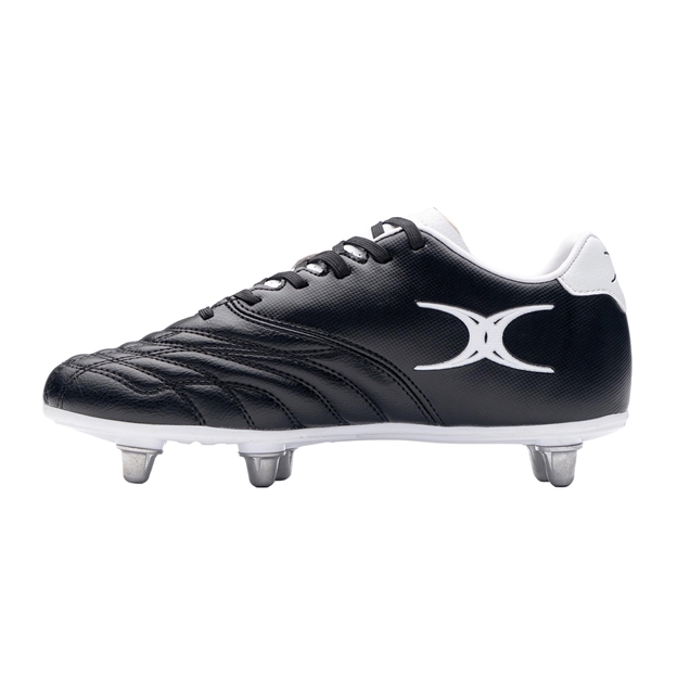 Gilbert Kids Sidestep Icon 6 Stud Soft Ground Rugby Boots Black - Instep View