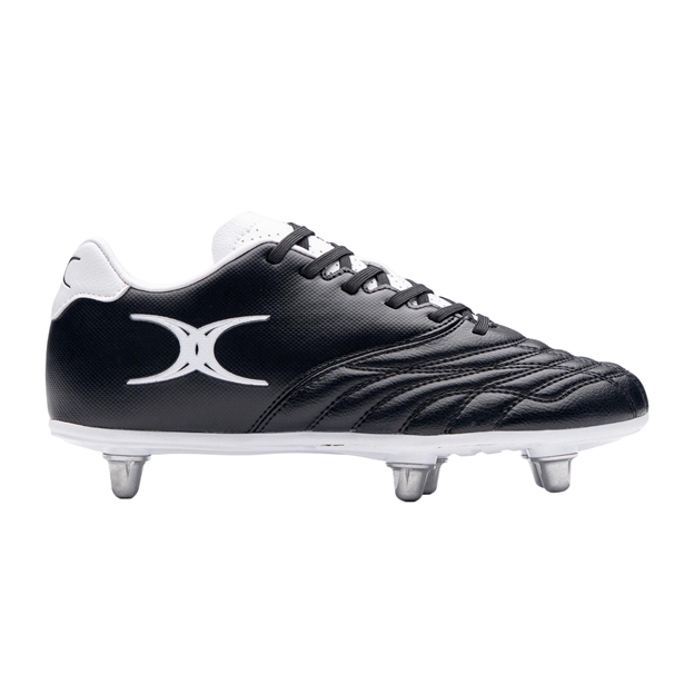 Gilbert Kids Sidestep Icon 6 Stud Soft Ground Rugby Boots Black - Outstep View