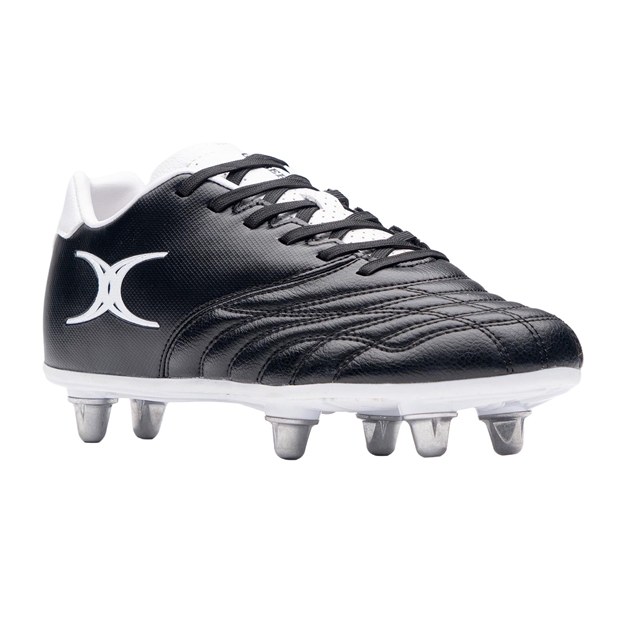 Gilbert Kids Sidestep Icon 6 Stud Soft Ground Rugby Boots Black - Toe View
