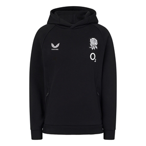 England Kids Off Pitch Hoodie 26/27 Castore Black - Front View