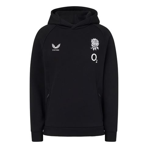 England Kids Off Pitch Hoodie 26/27 Castore Black - Front View