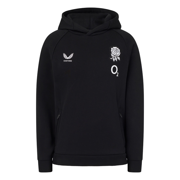 England Kids Off Pitch Hoodie 26/27 Castore Black - Front View
