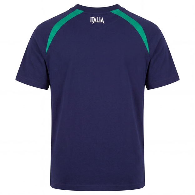 Italy Adults Heritage Rugby Shirt 26/27 Navy - Back View