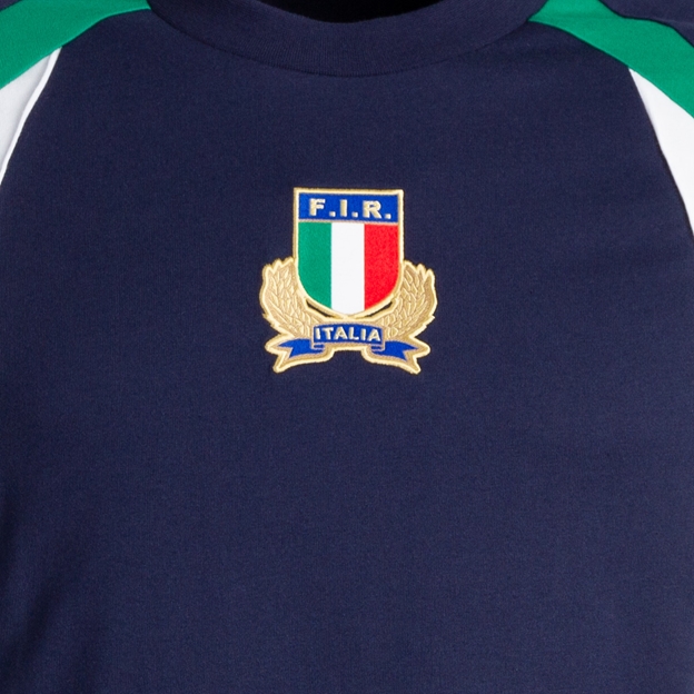 Italy Adults Heritage Rugby Shirt 26/27 Navy - Badge Close-up