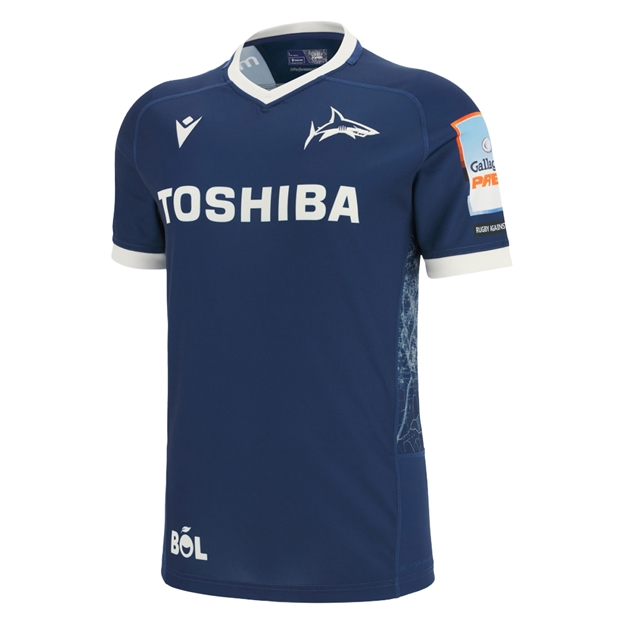 Sale Sharks Mens Home Rugby Shirt 25/26 Navy - Front View