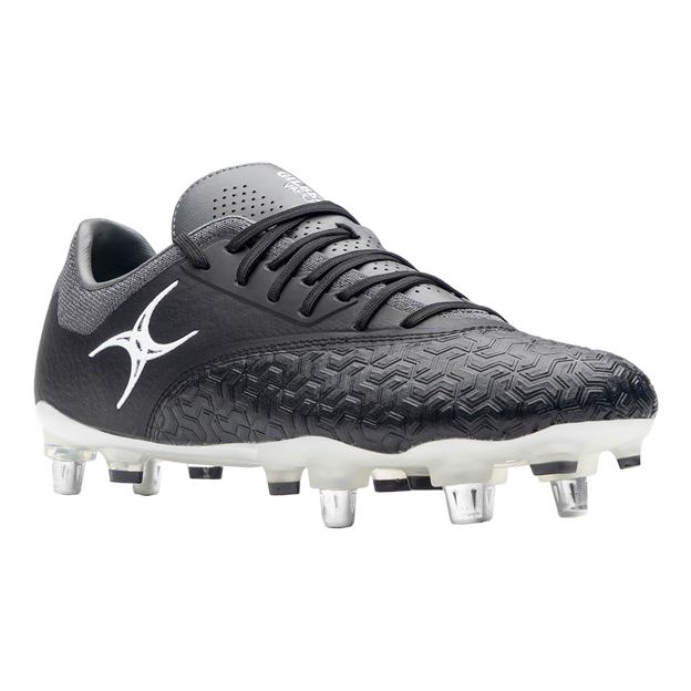 Gilbert Adults Icon Vapour 6 Stud Soft Ground Rugby Boots Black/Grey - Toe View