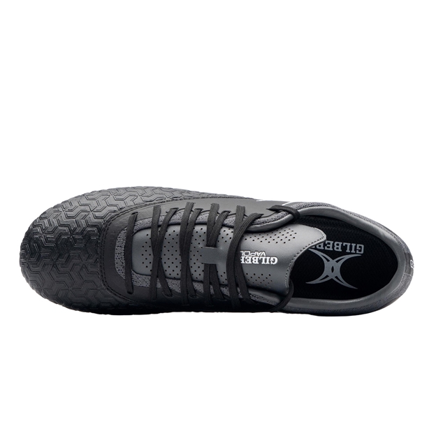 Gilbert Adults Icon Vapour 6 Stud Soft Ground Rugby Boots Black/Grey - Top View