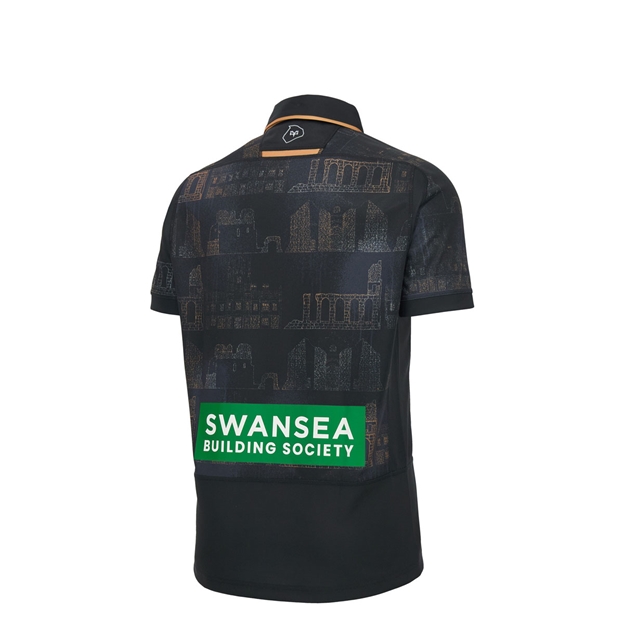 Ospreys Kids Home Rugby Shirt 26/27 Black - Back View