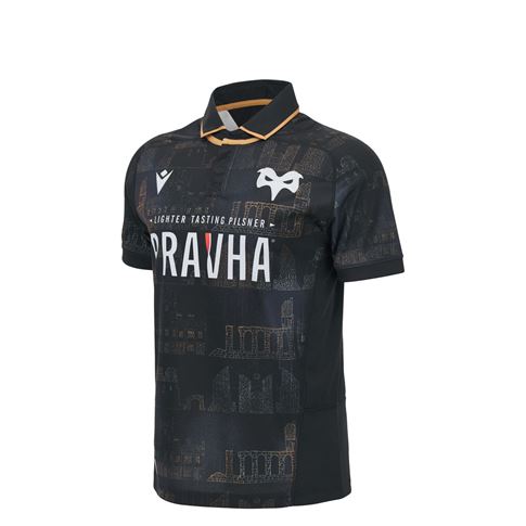 Ospreys Kids Home Rugby Shirt 26/27 Black - Front View