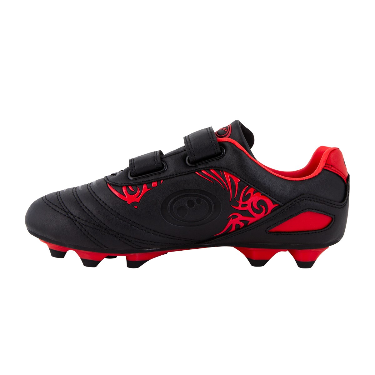 Optimum Kids Razor Velcro Moulded Stud Rugby boots - Black and Red - Outstep