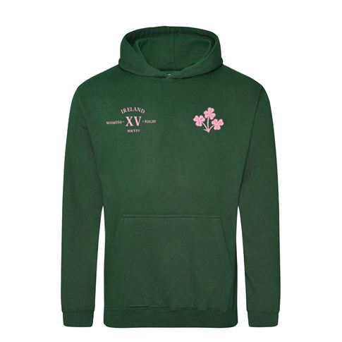 Womens World Cup Ireland Kids Classic Hoodie Bottle Green - Front