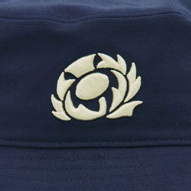Scotland Bucket Hat 26/27 Navy and Sand - SRU Thistle Close-up