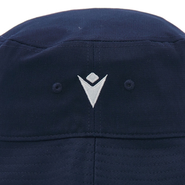 Scotland Bucket Hat 26/27 Navy and Sand - Macron Logo Close-up
