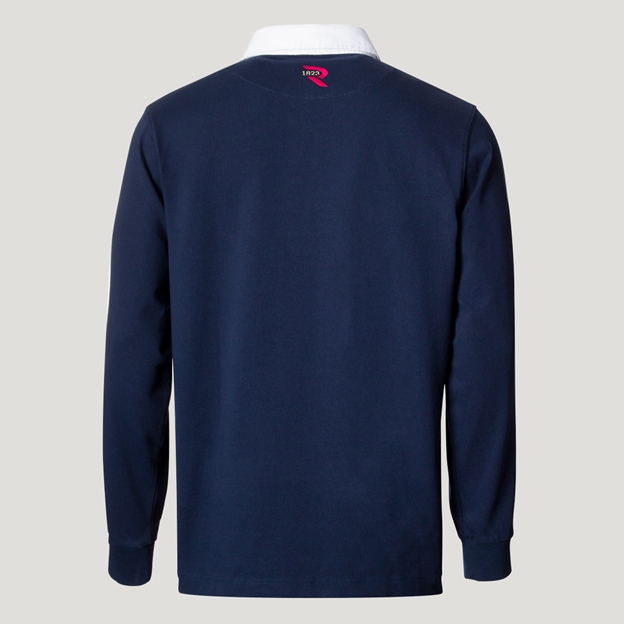 USA 1974 Adults Heritage Cotton Rugby Shirt Navy - Back View