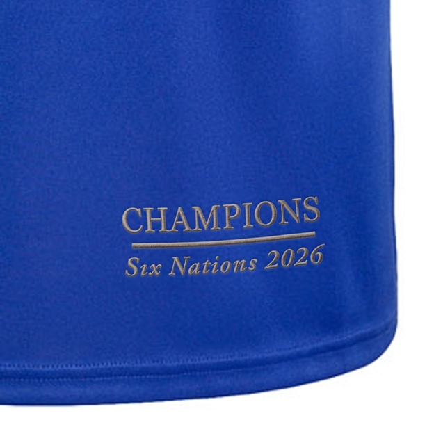 France Mens Champions 2026 Home Rugby Shirt Lucid Blue - Hem Embroidery Close-up