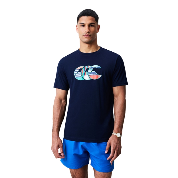 Canterbury Mens Uglies Logo T-Shirt Navy/Multi - Model Front View
