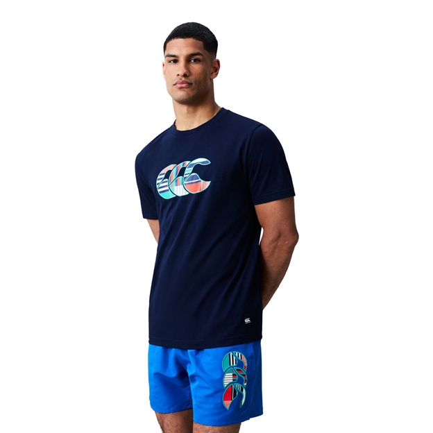 Canterbury Mens Uglies Logo T-Shirt Navy/Multi - Model Side View
