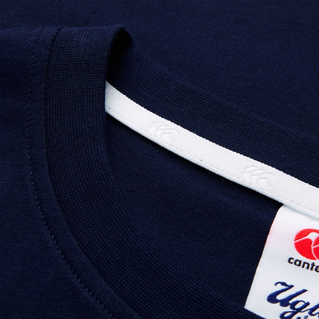 Canterbury Mens Uglies Logo T-Shirt Navy/Multi - Neck Detail Close-up