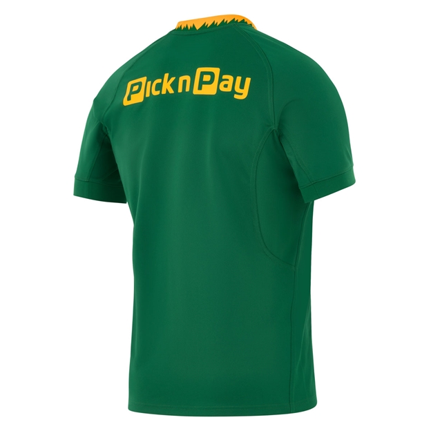 South Africa Springboks Mens Home Rugby Shirt 26/27 Short Sleeve Gorge Green - Back View