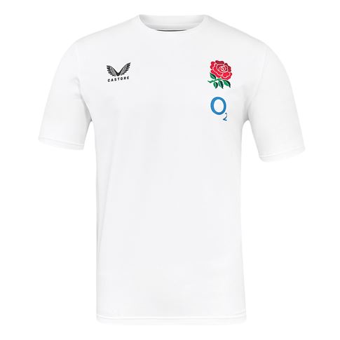 England Mens Travel Short Sleeve Tee 25-26 Bright White - Front