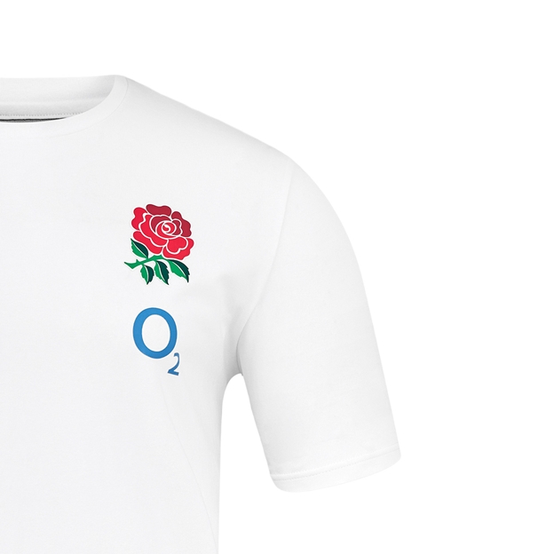 England Mens Travel Short Sleeve Tee 25-26 Bright White - Rose