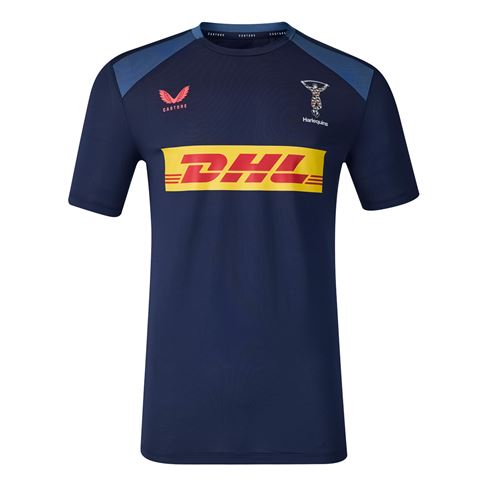 Harlequins Mens Performance T-Shirt 26/27 Navy and Ensign Blue - Front View