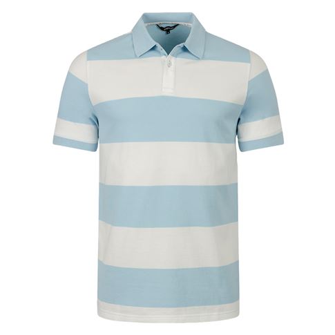 Rugby 1823 Adults Polo Shirt Sky and White - Front View
