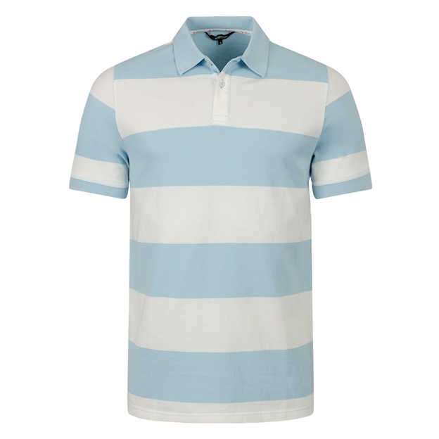 Rugby 1823 Adults Polo Shirt Sky and White - Front View
