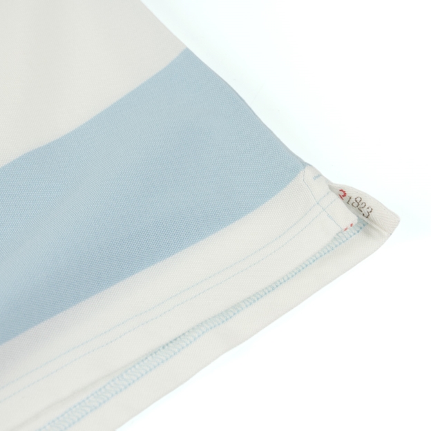 Rugby 1823 Adults Polo Shirt Sky and White - Hem Close-up