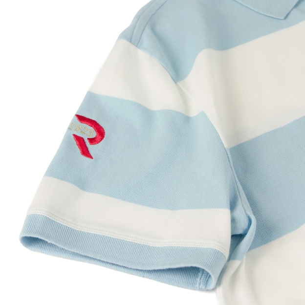 Rugby 1823 Adults Polo Shirt Sky and White - Sleeve Close-up