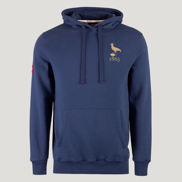 Uruguay 1865 Crest Adults Cotton Hoodie Petrol Blue - Front View